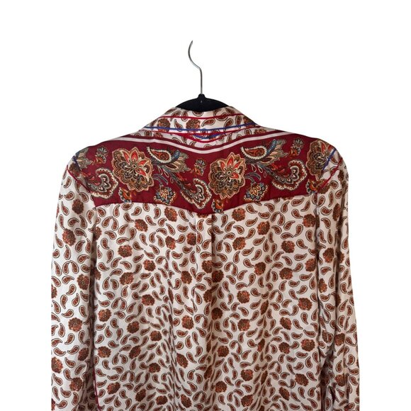 Zara XS Paisley Print Button-Up Blouse - Picture 11 of 12